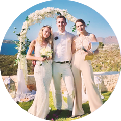 Wedding photo with bride and groom in Crete