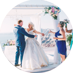 Wedding Moment Where Husband And Wife Hugging In Santorini